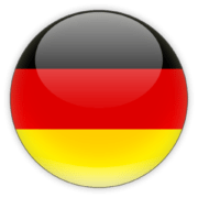 A circular icon with the German flag, displaying three horizontal stripes in black, red, and yellow from top to bottom.