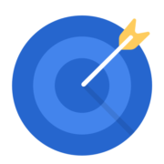 Icon of a target with an arrow in the center, symbolizing goal setting or achievement, likely in the context of visa application objectives