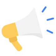 A simple graphic of a megaphone, often used to symbolize announcements, alerts, or the act of bringing attention to information.