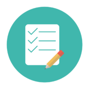 An iconographic image representing a checklist, typically used to symbolize organization, planning, or task completion.