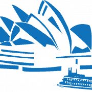A small graphic icon with a stylized representation of the Sydney Opera House in shades of blue, suggesting a theme of Australian culture or tourism.