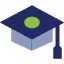 Illustration of an open book with a green circle above it, set against a dark blue background, symbolizing education or student visas in Australia.